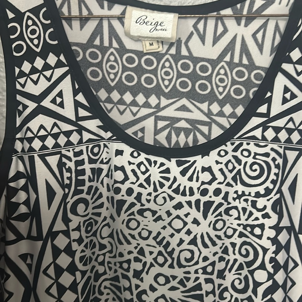 Beige by ECI Geometric Black and White Dress